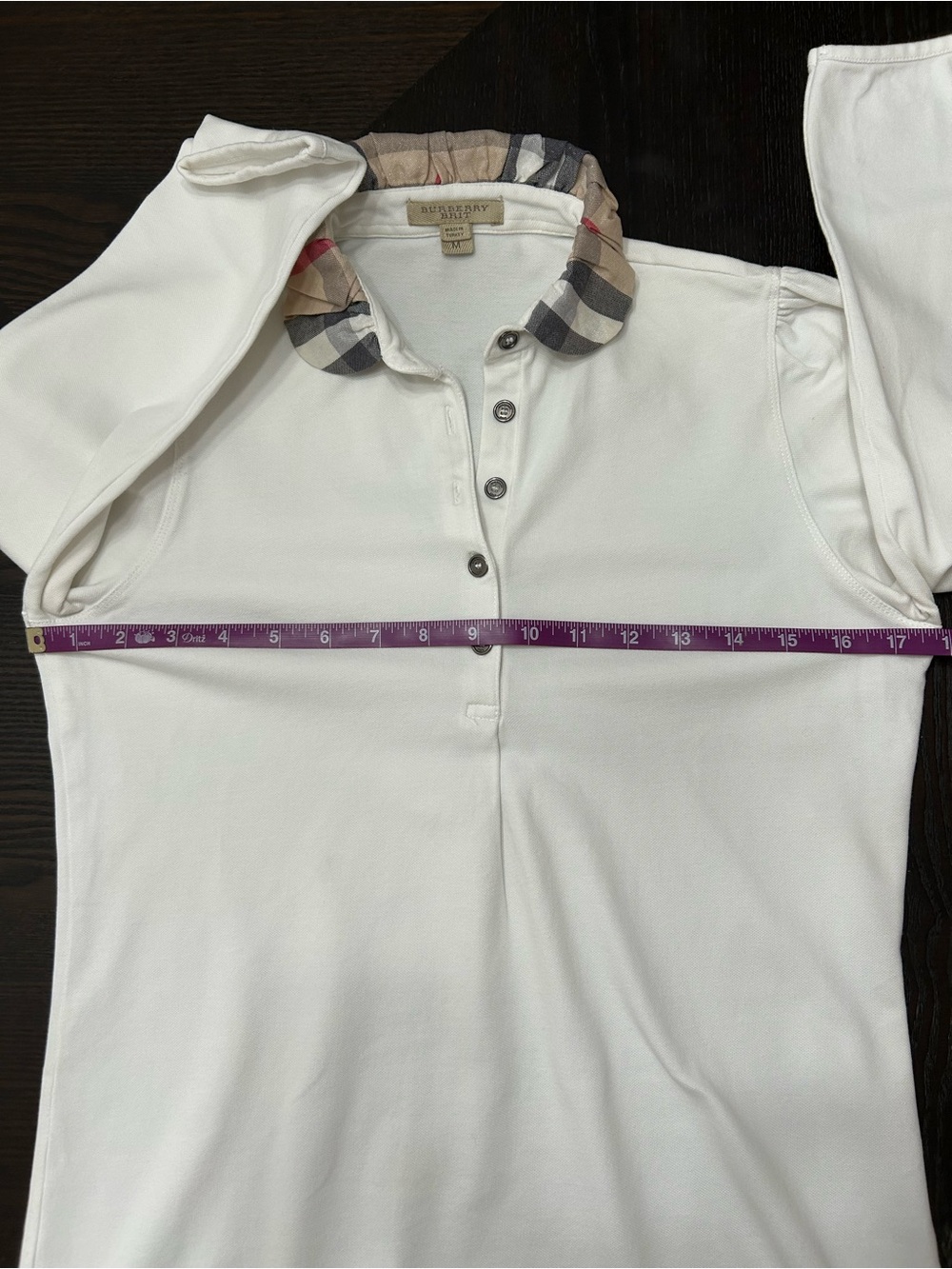 BURBERRY BRIT NOVA CHECK 3/4 SLEEVE PREPPY STYLE COLLAR POLO SHIRT - Picture 4 of 7